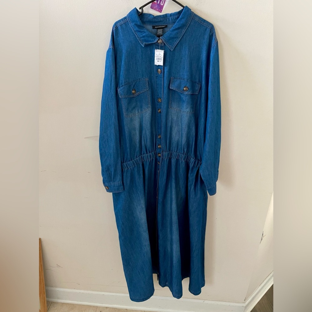 Brand New Denim Long Sleeve Dress Sz 30/32 - Picture 5 of 17